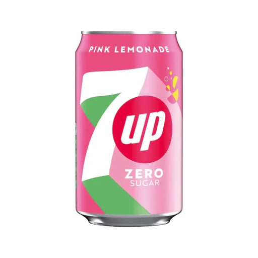 7up Pink Lemonade Zero Sugar Getränkedose mit pinkem Design und grünem 7er Logo
