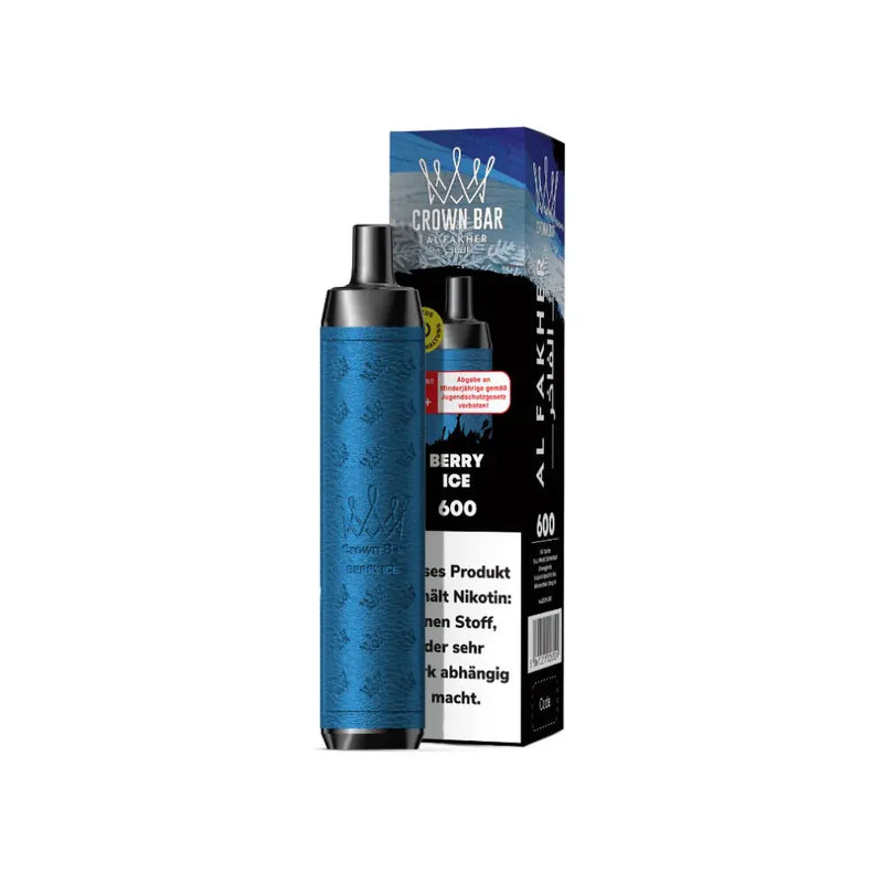 Al Fakher Crown Bar Einweg-E-Zigarette Berry Ice 600 Züge blau mit Verpackung