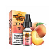 AlMassiva Liquids Big M Peach Ice E-Liquid Flasche mit Verpackung und frischer Pfirsichfrucht