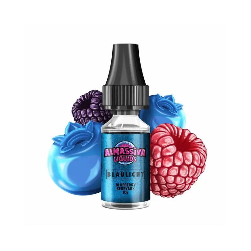 Almassiva Liquids Blaulicht Blueberry Berry Mix Ice E-Liquid Flasche mit Beeren
