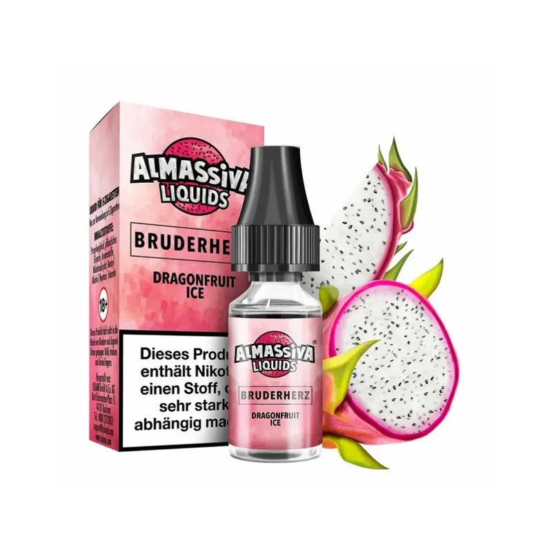 Almassiva Liquids Bruderherz Dragonfruit Ice E-Liquid Flasche und Verpackung mit Drachenfrucht