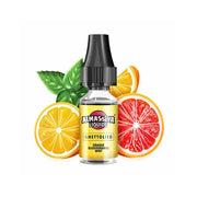 Almassiva Liquids Ghettolied E-Liquid mit Orange, Blutorange und Minze vor Fruchthintergrund