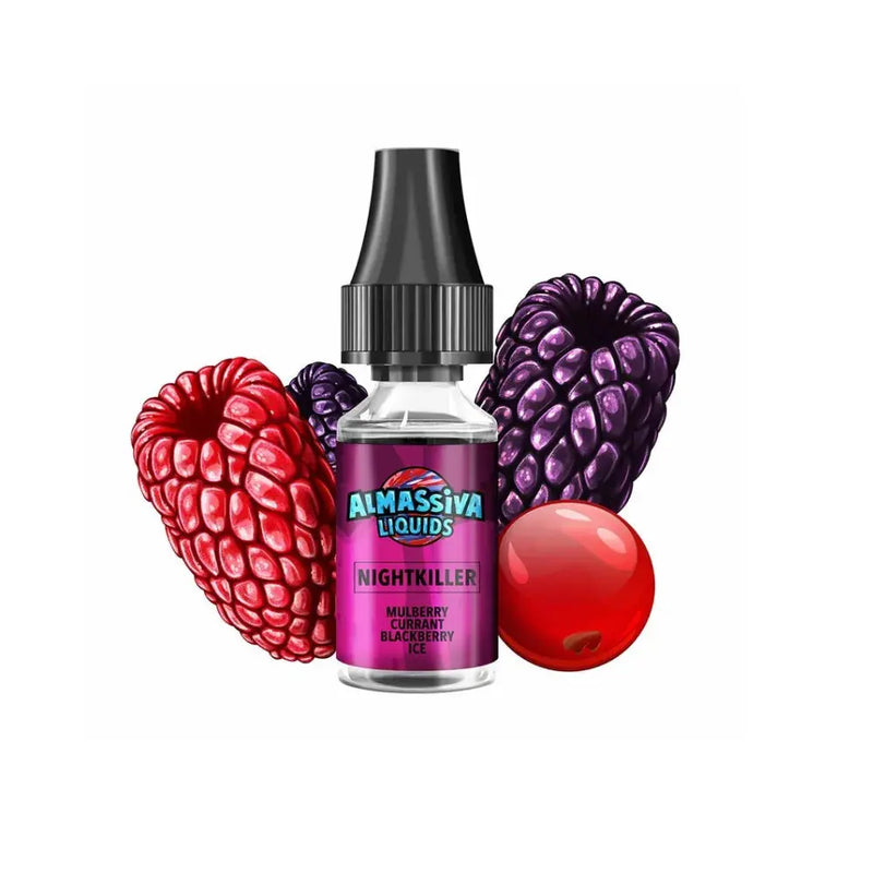 Almassiva Liquids Nightkiller E-Liquid Flasche mit Brombeeren, Maulbeeren und schwarzer Johannisbeere
