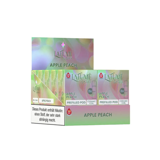 Lafumé Nova Apple Peach vorgefüllte Pods mit 20 mg Nikotin, ceramic coil, Verpackungsidee