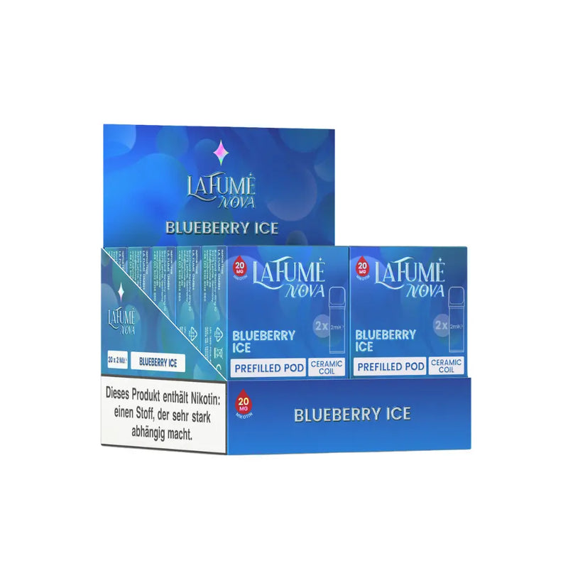 LaFumé Nova Blueberry Ice vorbefüllte Pods mit Keramik-Coil und 20 mg Nikotin im Displaykarton