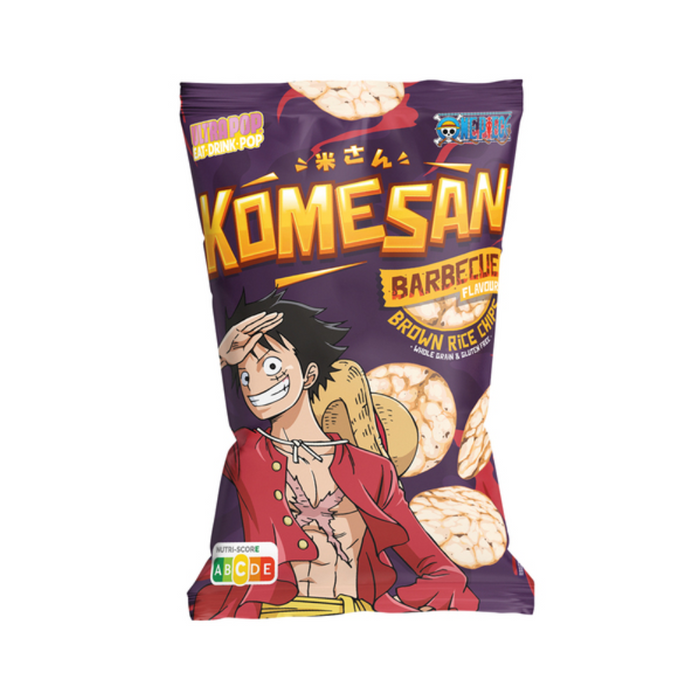 KOMESAN Vollkorn Puffreis Chips, One Piece Luffy Barbecue - 24 * 60g