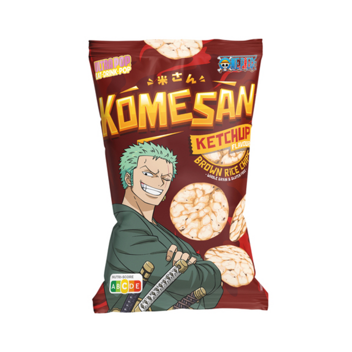 KOMESAN Vollkorn Puffreis Chips, One Piece Zoro Ketchup - 24 * 60g