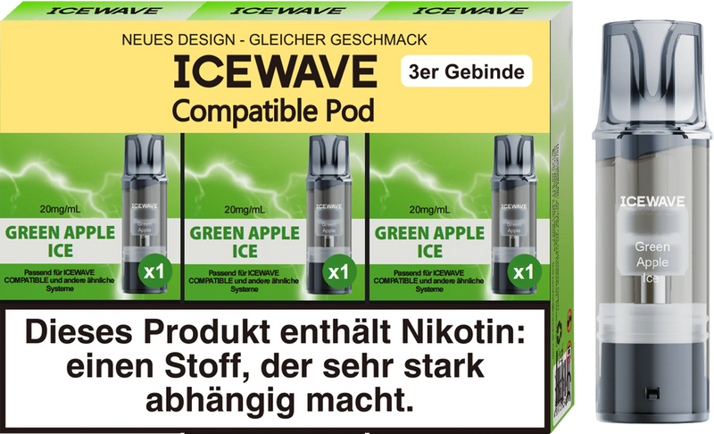 Icewave Pod - Green Apple Ice 3 Pods Icewave