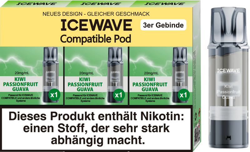 Icewave Pod - Kiwi Passionfruit Guave 3 Pods Icewave