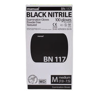 Packung manual Black Nitrile Untersuchungshandschuhe, puderfrei, texturiert, Größe M, 100 Handschuhe