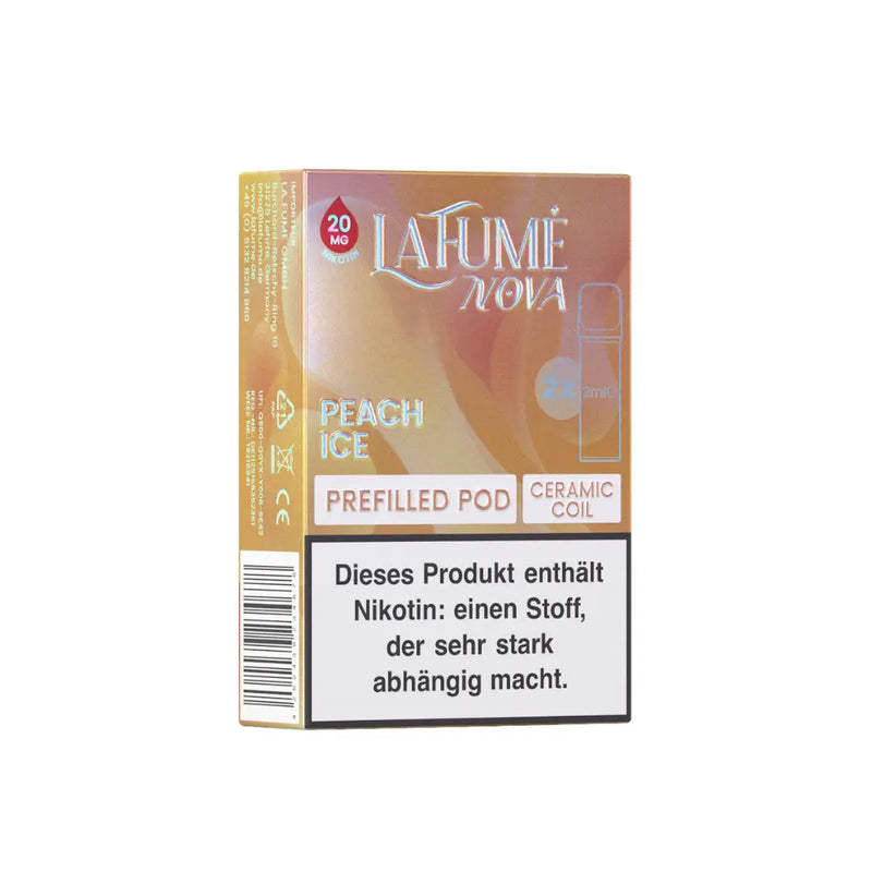 La Fumè Nova Peach Ice vorgefüllte Pod mit 20mg Nikotin, keramischer Coil, Warnhinweis