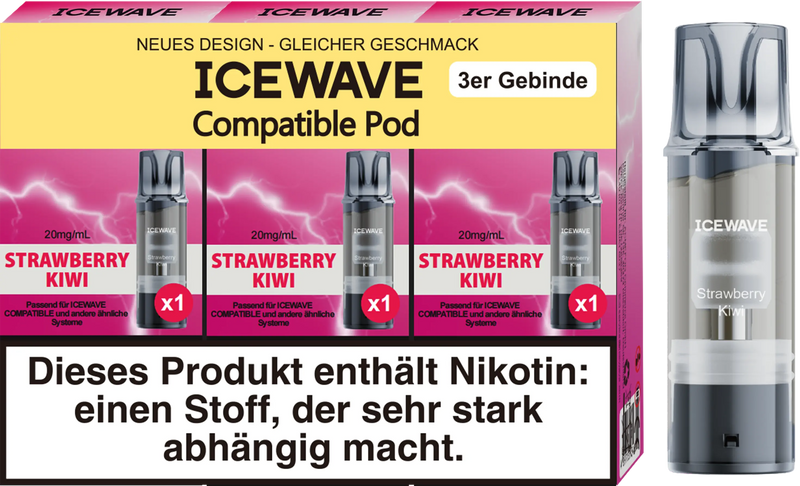 Icewave Pod - Strawberry Kiwi 3 Pods Icewave