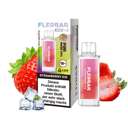 FLERBAR Pods - Strawberry Ice - 20mg - Smokey-Dealz