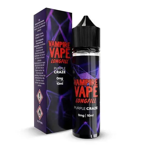 Vampire Vape Purple Craze Longfill 10ml E-Liquid ohne Nikotin, violette Verpackung mit leuchtendem Design
