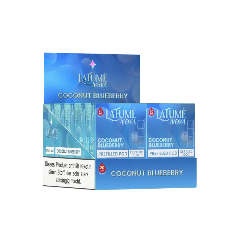 LaFumé Nova Coconut Blueberry vorgefüllte Pods mit 20 mg Nikotin, Keramikcoil, Nikotinwarnung