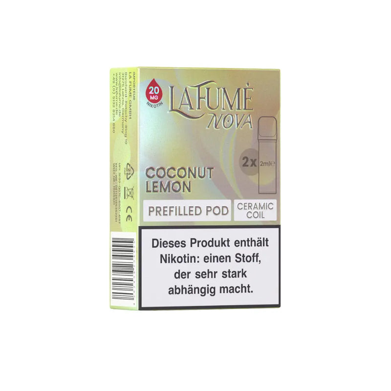 Lafumé Nova Coconut Lemon Nikotin Prefilled Pod mit 20mg, 2ml, Ceramic Coil, Warnhinweis