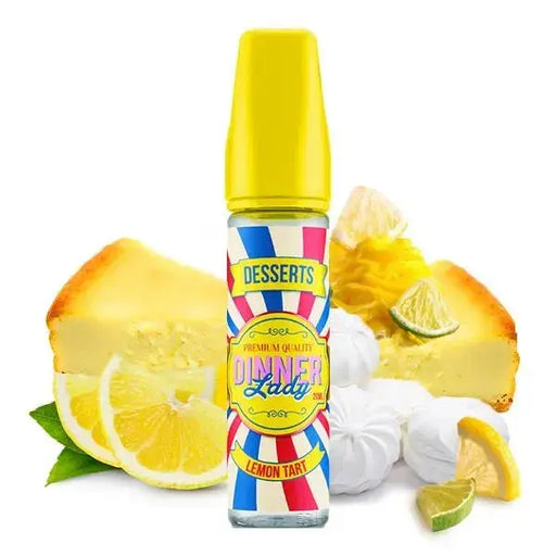 Dinner Lady Lemon Tart Aroma Flasche mit Zitronentarte, Zitronenscheiben und Baisers