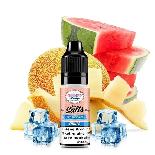 Dinner Lady Nikotinsalz Watermelon Ice E-Liquid mit Melone, Wassermelone und Eiswürfeln