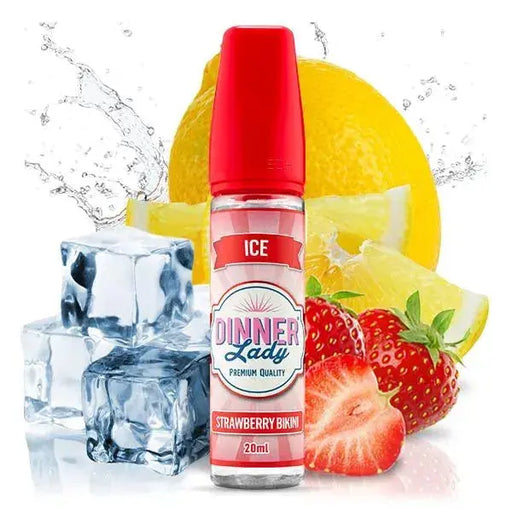 Dinner Lady Strawberry Bikini ICE E-Liquid 20ml mit Erdbeeren, Zitronenscheiben und Eiswürfeln