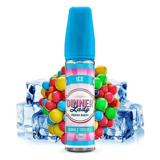 Dinner Lady Ice Bubble Trouble E-Liquid 20ml vor Eiswürfeln und bunten Kugeln