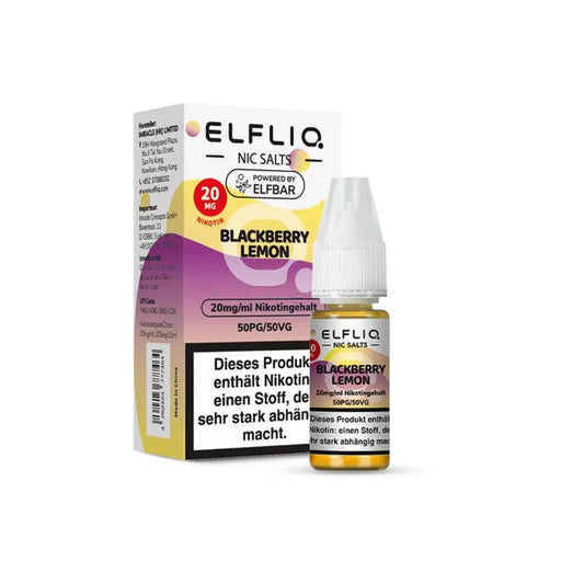 ELFLIQ Blackberry Lemon Nikotinsalz Liquid 20mg/ml mit Nikotinhalt, 50PG/50VG in Flasche und Verpackung