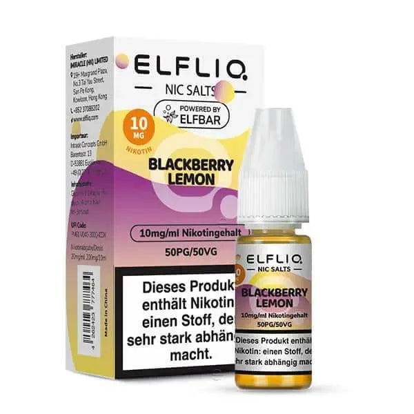 ELFLIQ Blackberry Lemon Nikotinsalz Liquid 10mg Nikotin 50PG/50VG in Verpackung