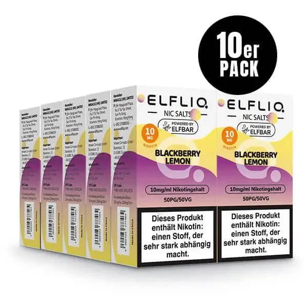 10er Pack Elf Bar ElFLIQ Blackberry Lemon Nikotinsalz Liquid mit 10mg Nikotin 50PG/50VG