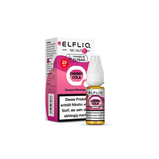 ELFLIQ Cherry Cola Nikotinsalz Liquid 20mg/ml mit Warnhinweis und Verpackung