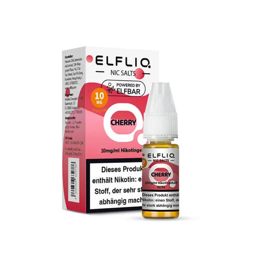 ELFLIQ Cherry Nikotinsalz Liquid 10mg/ml mit Verpackung und Warnhinweis