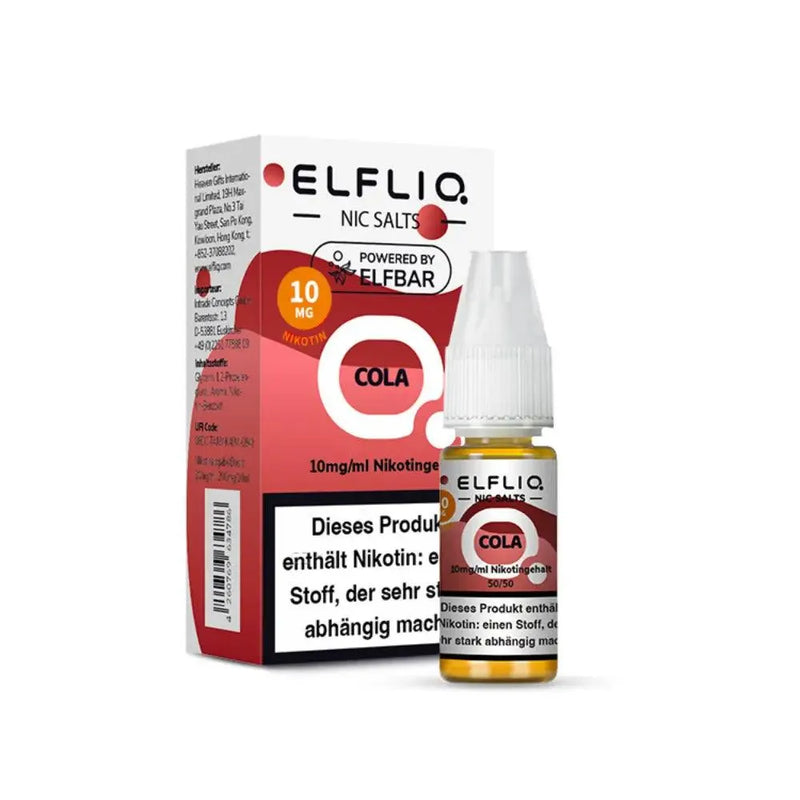 ELFLIQ Nic Salts Cola Liquid 10mg/ml Nikotinsalz E-Liquid mit Warnhinweis