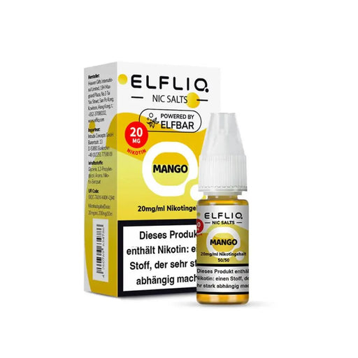 ELFLIQ Mango Nikotinsalz Liquid 20mg/ml mit Warnhinweis und Verpackung