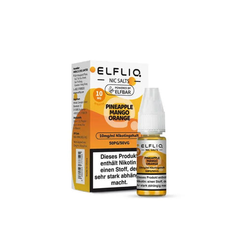 ELFLIQ Nikotinsalz Liquid Pineapple Mango Orange 10mg mit Warnhinweis in Verpackung