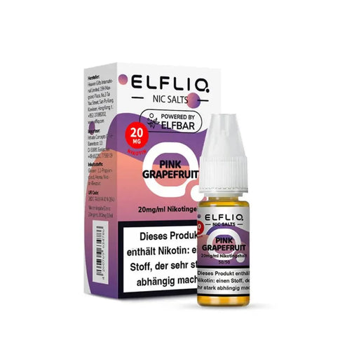 ELFLIQ Pink Grapefruit Nikotinsalz Liquid 20 mg/ml in Flasche und Verpackung
