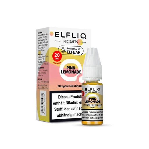 ELFLIQ Pink Lemonade Nikotinsalz Liquid 20mg/ml mit Warnhinweis und Verpackung