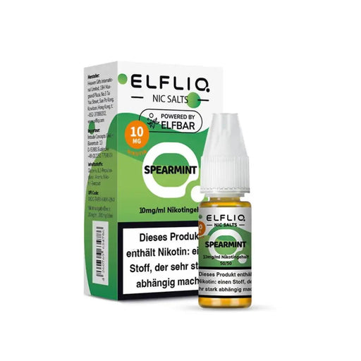 Elf Bar ElFLIQ Spearmint Nikotinsalz Liquid 10 mg/ml mit Verpackung und Warnhinweis