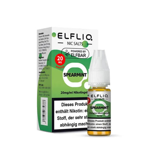 Elf Bar ELFLIQ Spearmint Nikotinsalz Liquid 20mg/ml mit Warnhinweis und grüner Verpackung