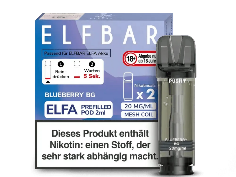 ELFBAR ELFA vorgefüllter Pod Blueberry Bubble Gum 2ml 20mg Nikotinsalz Mesh Coil