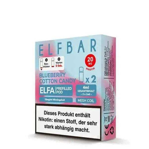 ELFBAR Blueberry Cotton Candy E-Zigarette, 20 mg Nikotin, 2 vorgefüllte Pods, 4 ml Gesamtinhalt