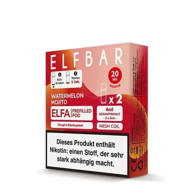 Elf Bar Elfa Watermelon Mojito 20mg Nikotin vorgefüllte Pod 2 Stück 4ml Gesamtinhalt