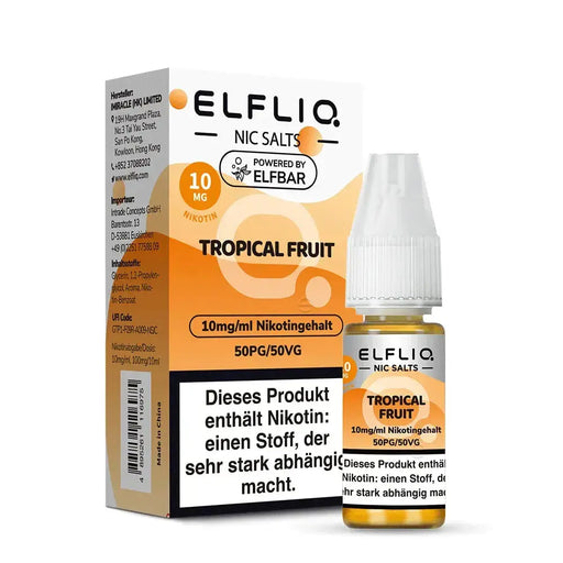 ELFLIQ Nic Salts Tropical Fruit E-Liquid mit 10 mg Nikotingehalt und 50PG/50VG Mischungsverhältnis