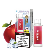 Flerbar Pods Apple Ice 20mg mit Apfel, Eiswürfeln und Warnhinweis für Nikotin