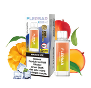 Flerbar Mango Ice Pod mit Frucht- und Eiswürfel-Grafik, Nikotinwarnung, Dual Mesh Coil