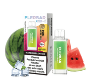 Flerbar Watermelon Ice Nikotin Pod mit dualer Mesh Coil, Wassermelone und Eiswürfel