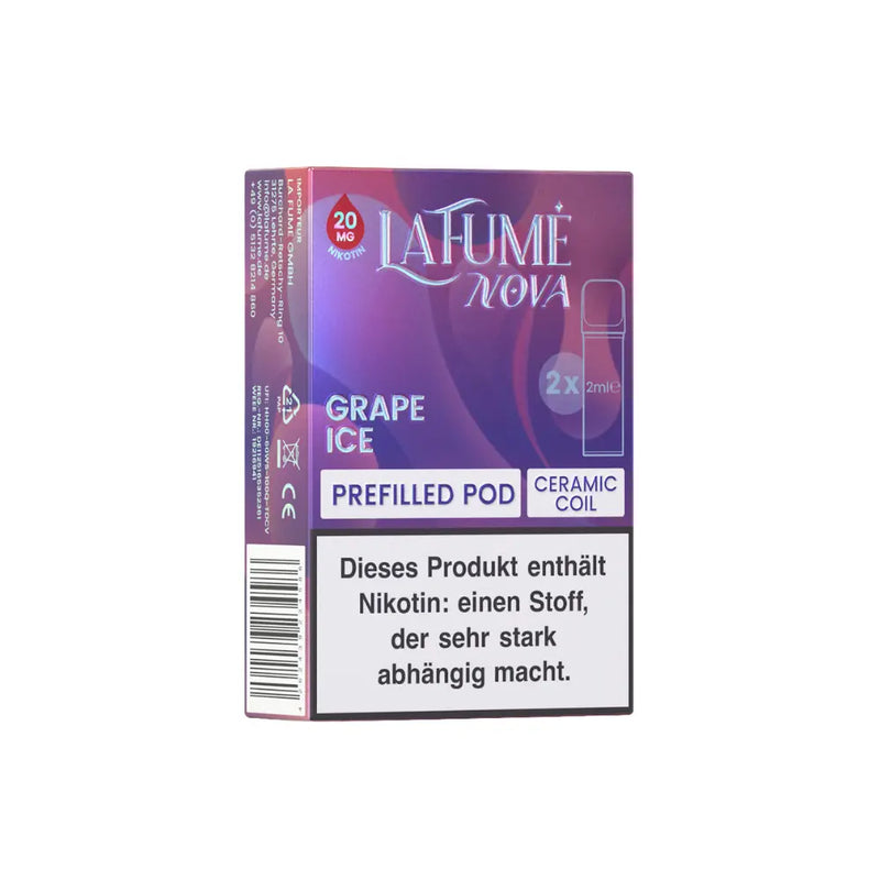 Lafumé Nova Grape Ice vorgefüllte Pod mit 20 mg Nikotin und Keramik Coil, Warnhinweis Nikotinabhängigkeit