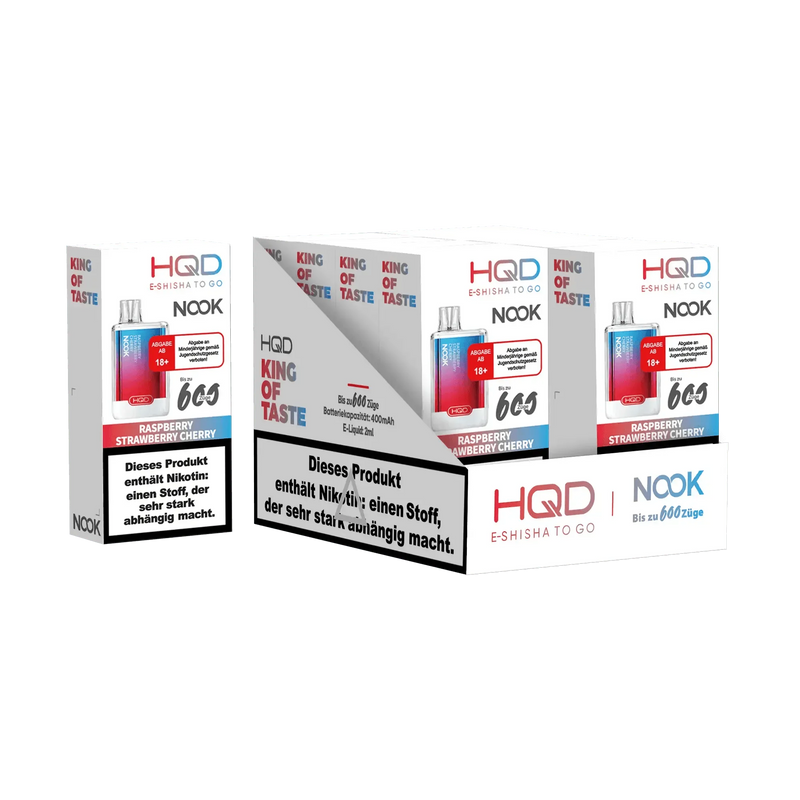 HQD Nook 600 - Raspberry Strawberry Cherry - 18 mg - Smokey-Dealz