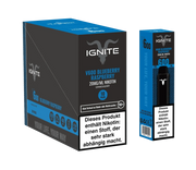 Ignite V600 Blueberry Raspberry Einweg-E-Zigarette mit 20mg/ml Nikotin, 10er Pack, schwarze Verpackung
