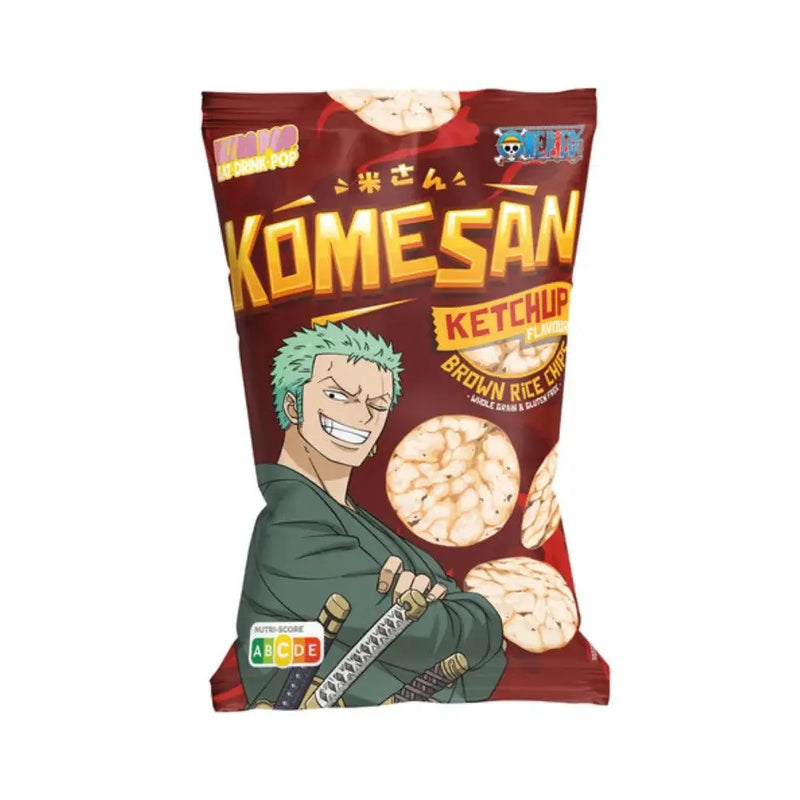 KOMESAN Vollkorn Puffreis Chips, One Piece Zoro Ketchup - 24 * 60g - Smokey-Dealz