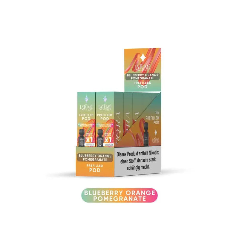 La Fume Aurora Blueberry Orange Pomegranate vorgeladene Pod-Packung mit Nikotinhinweis