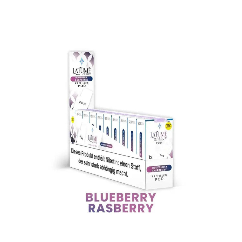 LaFumé Cuatro Blueberry Raspberry vorgefüllte E-Zigaretten Pods mit Nikotinhinweis