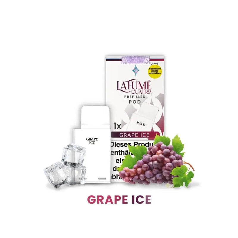 LaFume Cuatro vorgefüllter Grape Ice Pod mit Eiswürfeln und Trauben